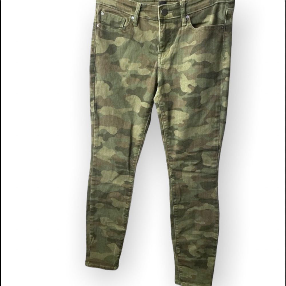 GAP Green Camo Mid-Rise Skinny Fit Ankle Crop Stretch Denim Jeans W28
